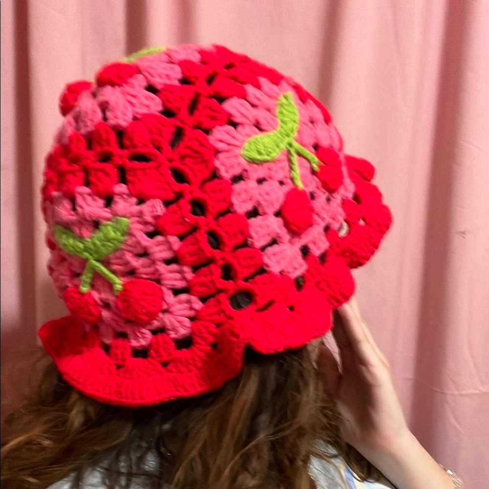 Handcrafted Red and Pink Crochet Hat
